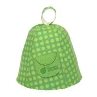 шапка для бани горошек с карманом банные штучки