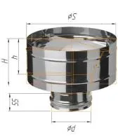 зонт craft нержавеющий (304/0,5 мм), ф120, с ветрозащитой, по воде